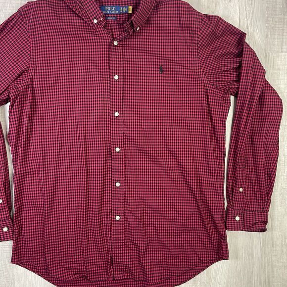 Polo Ralph Lauren Classic Fit Long Sleeve Button Down Shirt Size XL Plaid Red O - Picture 3 of 8